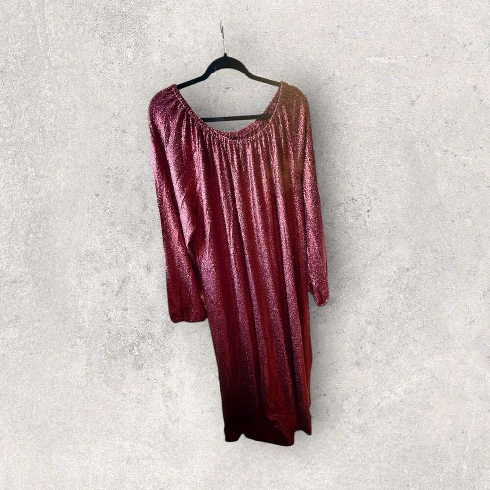 LulaRoe Sz 3XL Elegant Eve Mauve Long Sleeve Shift/ Sparkle Midi Dress Silky